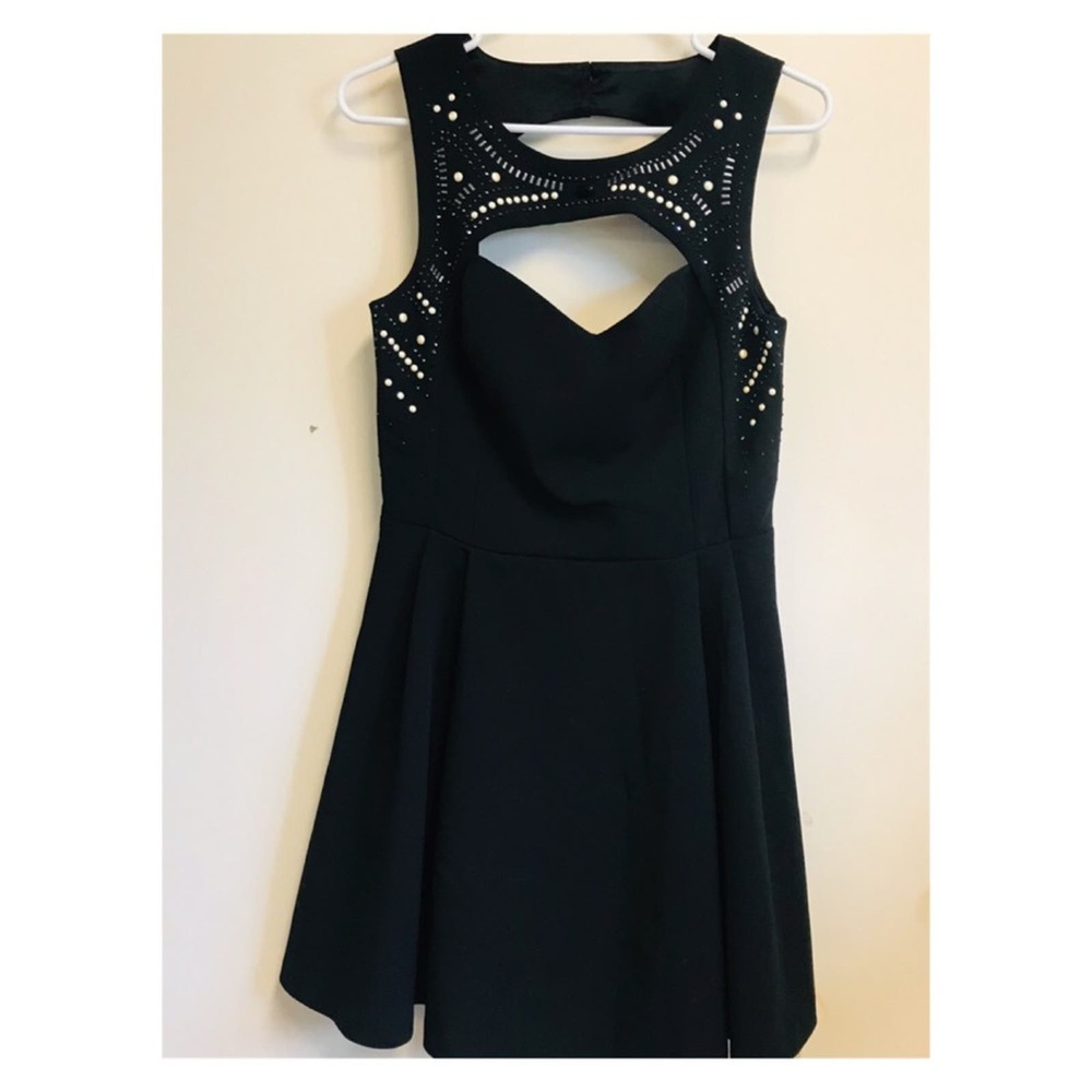 Guess Pearl & Gem Embellishment Dress Black Size 8